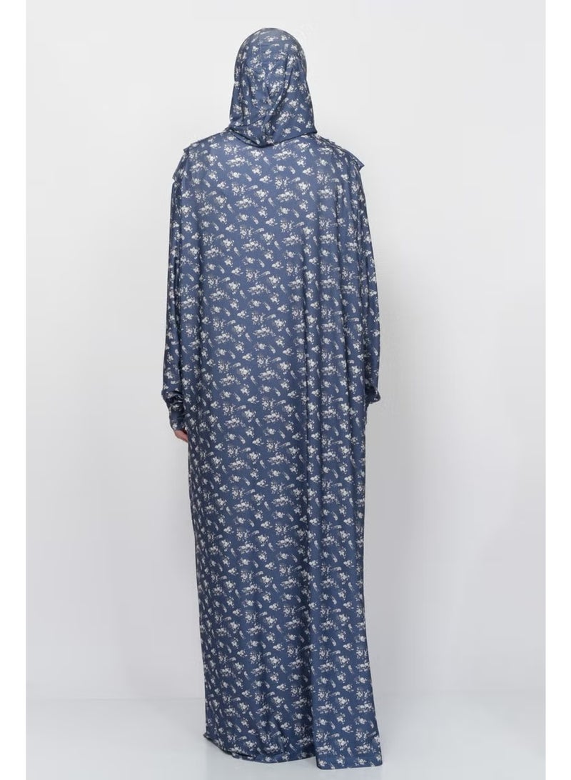 Altobeh Practical One Piece Floral Patterned Sleeves Removable Hijab Lycra Hijab Prayer Dress 990-0213 - Image 3